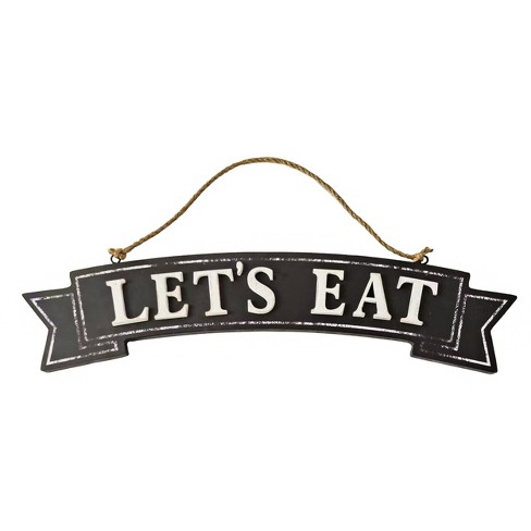 VIP Wood 15.75 in. Black Lets Eat Rope Hanging Wall Decor - image 1 of 2