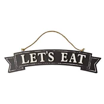 VIP Wood 15.75 in. Black Lets Eat Rope Hanging Wall Decor
