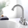 LunaLulink Brushed Nickel Stainless Steel Bathroom Sink Faucet 3 Hole, 2 Handle Water Supply with Overflow - 2 of 4