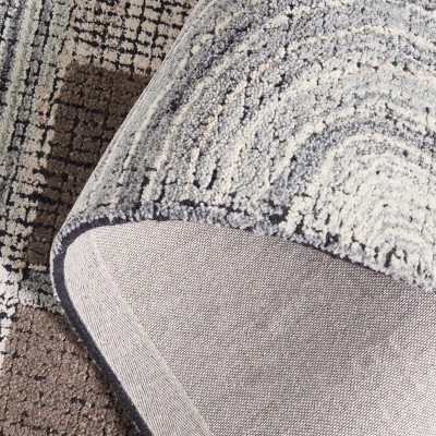 Ivory and Gray Hand-Tufted Wool Abstract Area Rug, 5' x 8'