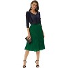 Women High Elastic Waist Pleated Chiffon Skirt Midi Swing A-line Skirts Dark Green - 3 of 4