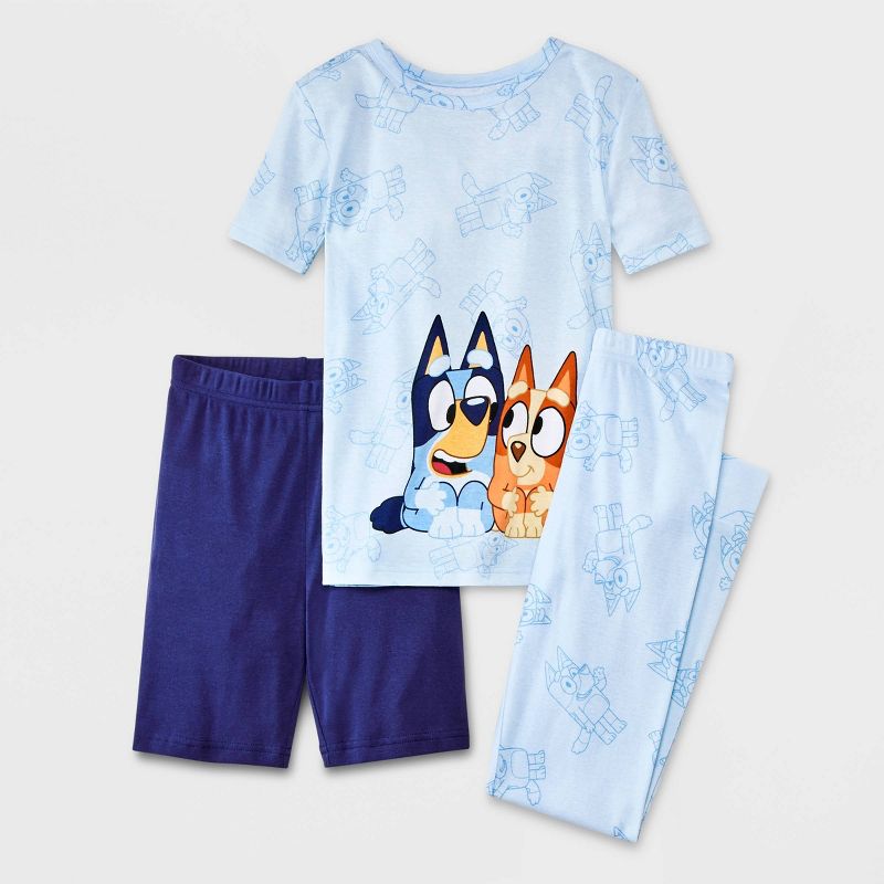 Boys' Bluey 3pc Snug Fit Pajama Set - Blue, 1 of 5