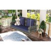 2-Person Wicker Hanging Porch Swing with Chains, Cushion, Pillow, Rattan Swing Bench for Garden, Backyard, Pond. - 3 of 4