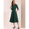 INSPIRE CHIC Women's Elegant Split Neck Side Zipper Pockets 3/4 Sleeve Work A-Line Dress - 3 of 4