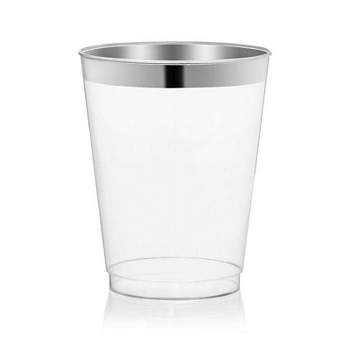 Smarty Had A Party 10 oz. Clear with Metallic Silver Rim Round Tumblers (336 Cups)