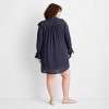 Women's Long Sleeve Asymmetrical Mini Shirtdress - Future Collective Navy Blue - 2 of 3
