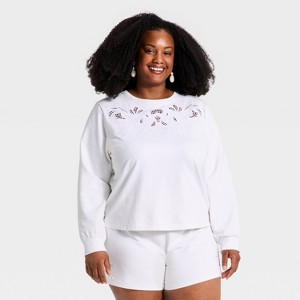 Women's Eyelet Sweatshirt - A New Day™ White XXL : Target