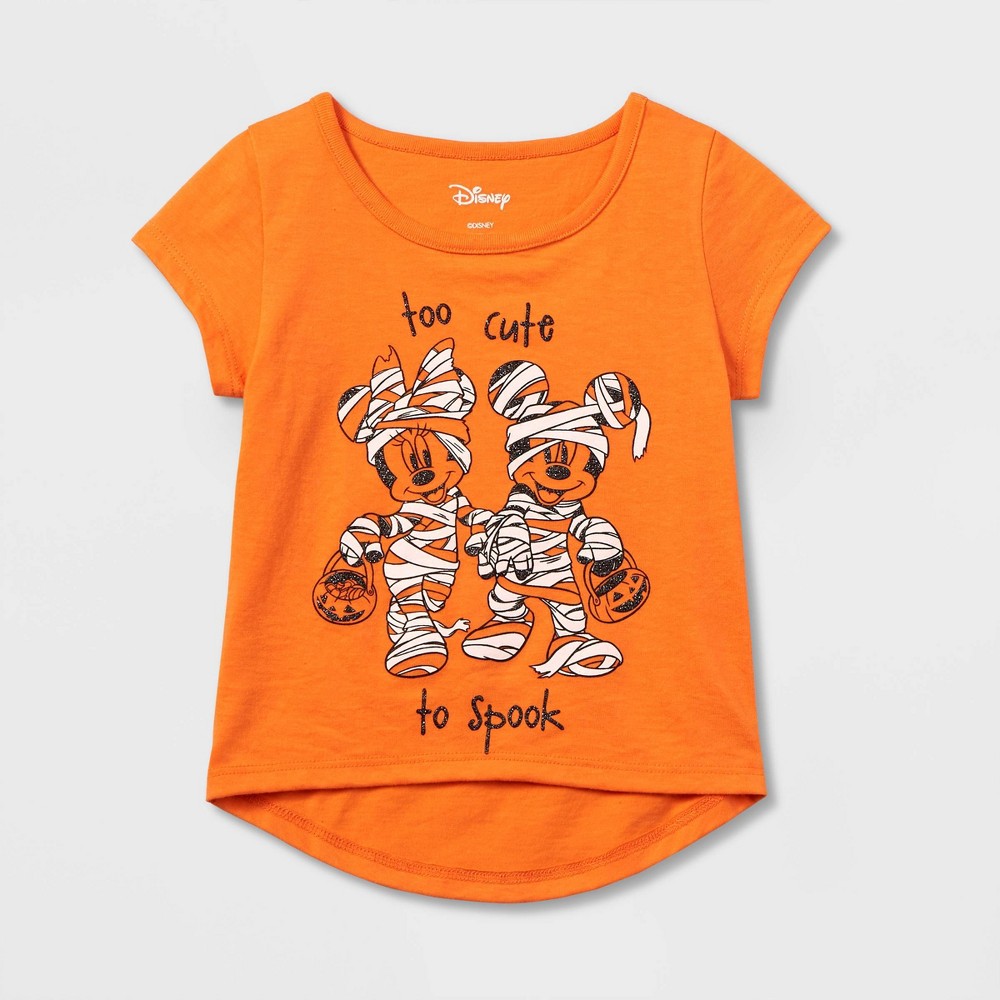 Toddler Girls' Minnie Mouse Solid T-Shirt - Orange 3T
