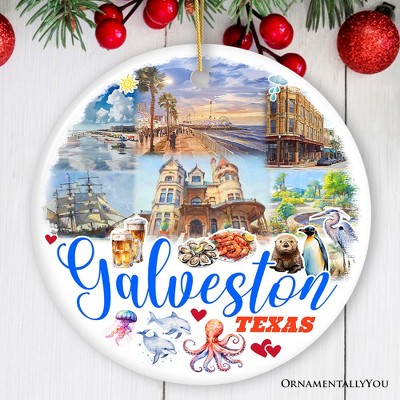 Galveston Cultural Ceramic Ornament, Texas Coastal Christmas Gift| OrnamentallyYou