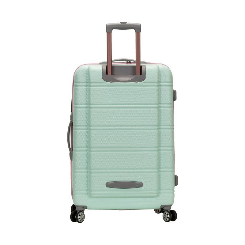 Rockland Melbourne 3pc Expandable ABS Hardside Checked Spinner Luggage Set - Pink/Mint, 3 of 7
