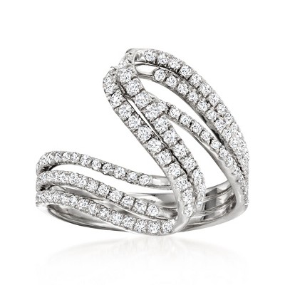 Ross-Simons 0.75 ct. t.w. Diamond 3-Row Wave Ring in Sterling Silver