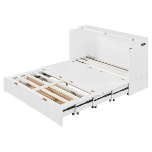 CLIHOME Queen Size Murphy Bed with Drawer and Sockets & USB Ports, Pulley Structure Design - 1 of 4