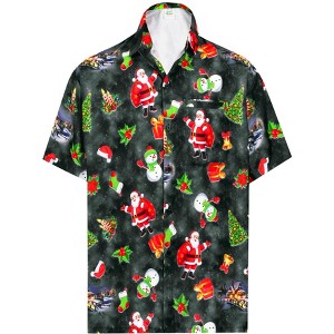 HAPPY BAY Mens Hawaiian Shirts Short Sleeve Button Down Shirt Men's Christmas Vacation Shirts Beach Casual Shirts for Men Funny - 1 of 4
