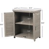 PAGED Outdoor Potting Bench with Storage Cabinet and Metal Table Top for Patio, Garden Furniture Wood Workstation, Grey - 3 of 4