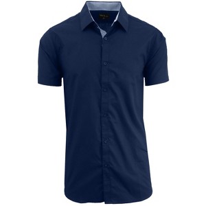 Galaxy By Harvic Men's Short Sleeve Slim Fit Button Down Dress Shirt - 1 of 2