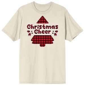Handwritten Holiday Christmas Cheer Crew Neck Short Sleeve Natural Adult T-shirt - 1 of 2