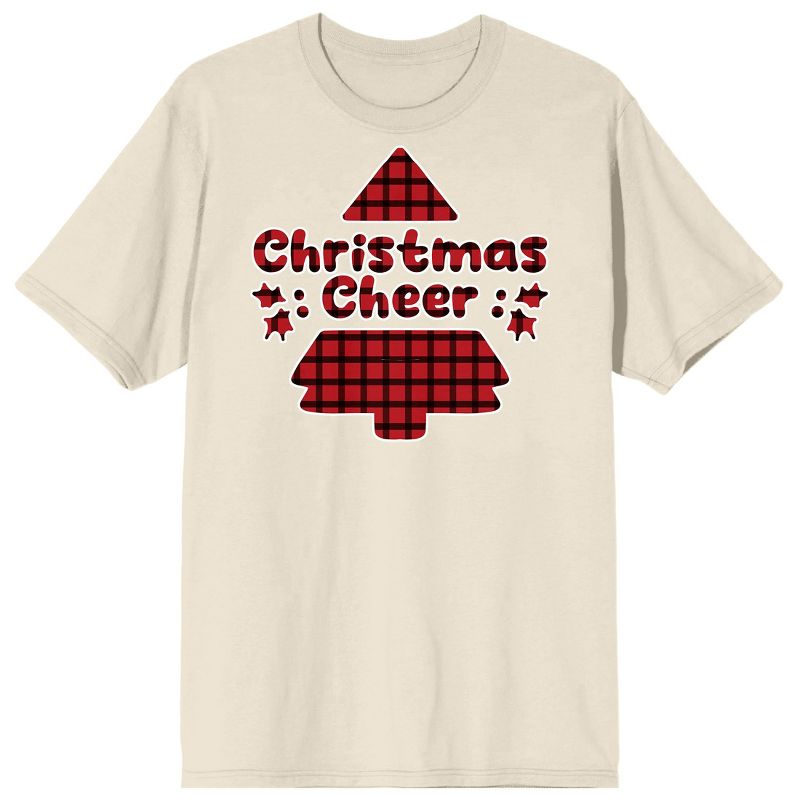 Handwritten Holiday Christmas Cheer Crew Neck Short Sleeve Natural Adult T-shirt, 1 of 3