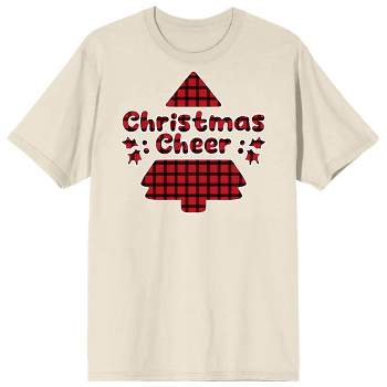 Handwritten Holiday Christmas Cheer Crew Neck Short Sleeve Natural Adult T-shirt