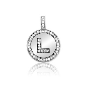 Bella Silver Sterling Silver Micro Pave Circle 18" Pendant Necklace - Available Colors: Silver, Gold - 1 of 2