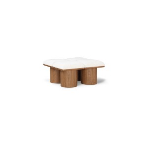 Meridian Furniture,Pavilion Cream Boucle Fabric Bench - 1 of 4