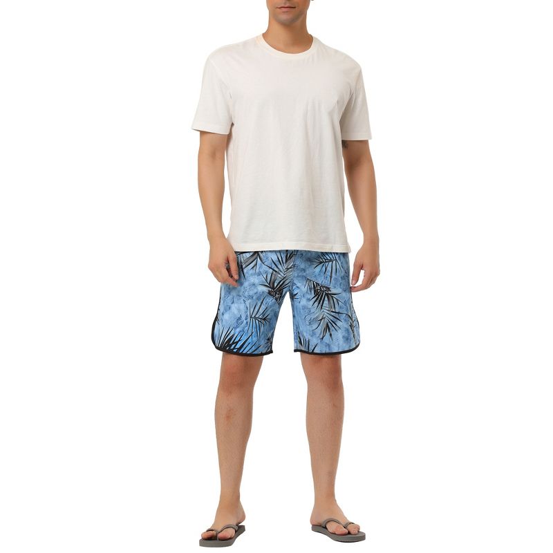 TATT 21 Men's Summer Casual Drawstring Waist Printed Beach Board Shorts, 2 of 7