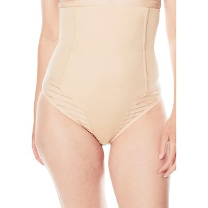 Secret Solutions Women's Plus Size Shadow Stripe Shaper High-Waist Brief - 1 of 2