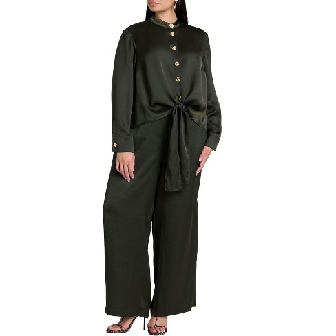 ELOQUII Women's Plus Size Satin Trouser - image 1 of 4