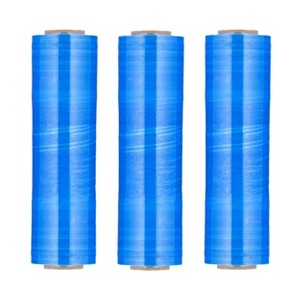 PSBM 4 Rolls 17" x 1476' (34 Gauge) Packing Pre-Stretch Film Hand Shrink Wrap - Blue - 1 of 4