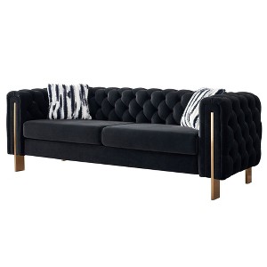 NicBex 84.25 Inch Velvet Tufted 2-Seat Sofa with 2 Throw Pillows for Living Room,Apartment,Bedroom - 1 of 4