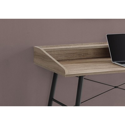 Vynxaria 48" Brown Laminate Black Metal Computer Desk Contemporary Home Office Workstation with Storage Shelves