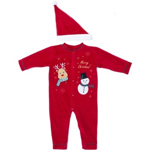 Just Love Christmas Coverall for Baby & Infant with Matching Santa Hat - 1 of 2