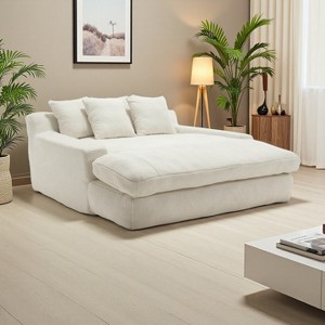 72.44" Chenille 2-Seater Lazy Sofa with 5 Back Pillows & Foam Filling - 1 of 4