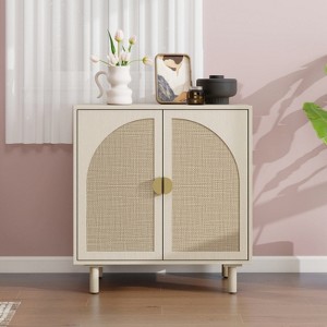 SKRAN Rattan Buffet Cabinet with Storage, Sideboard Cabinet with Solid Pine Legs, Accent Wood Cabinet for Dining Room, Kitchen - 1 of 4
