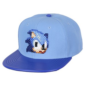 Sonic The Hedgehog Hat - Sonic Pixel Face Adjustable Snapback Hat Cap - 1 of 4