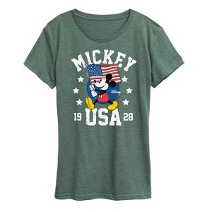 Women's - Disney - Mickey Waving Flag USA Short Sleeve Graphic T-Shirt - 1 of 4