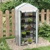 Outsunny 5 Tier Mini Greenhouse with Reinforced PE Cover, Small Portable Greenhouse with Roll-Up Zippered Door, White - 3 of 4