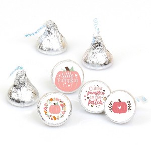 Big Dot of Happiness Girl Little Pumpkin - Fall Birthday Party or Baby Shower Round Candy Sticker Favors - Labels Fits Chocolate Candy (1 sheet of - 1 of 4