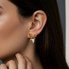 Anna-Kaci Women’s Bow Stud Earrings with Metallic Heart Dangle Charm and Polished Modern Cute Design - 3 of 4
