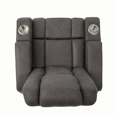 Everette Spot Black Microfiber Power Recliner with USB & Storage