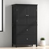 Bathroom Storage Cabinet with 2 Doors and 2 Drawers, Freestanding MDF Cabinet with Adjustable Shelf, Anti-Tip Device - 2 of 4
