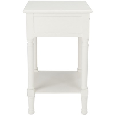 Halton Distressed White Wood Accent Table with Textured Drawer