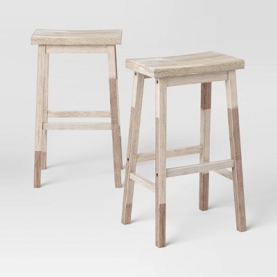 2pk 29" Solid Wood Saddle Barstool Natural - Room Essentials™