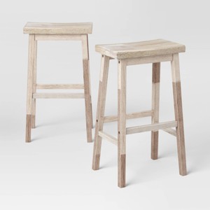 2pk 29" Solid Wood Saddle Barstool Natural - Room Essentials™ - 1 of 4