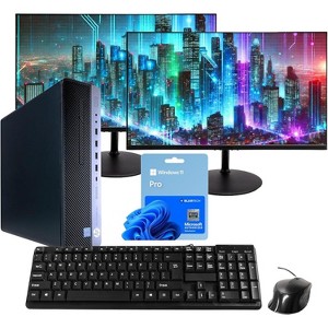 Refurbished HP EliteDesk 800G4 Desktop Computer-Intel i5-16GB DDR4 RAM-500GB SSD-Dual 24" LCD-Keyboard & Mouse-Windows 11 Pro-Manufacturer Refurbished - 1 of 4