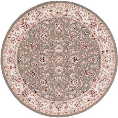 Ivory Elegance 3' Round Hand-Knotted Wool Area Rug