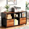 Gulches 2 Drawer Wood File Cabinets, Modern Mobile Lateral Filing Cabinet for Letter/ A4 Size, Printer for Home Office, Rustic Walnut - 2 of 4