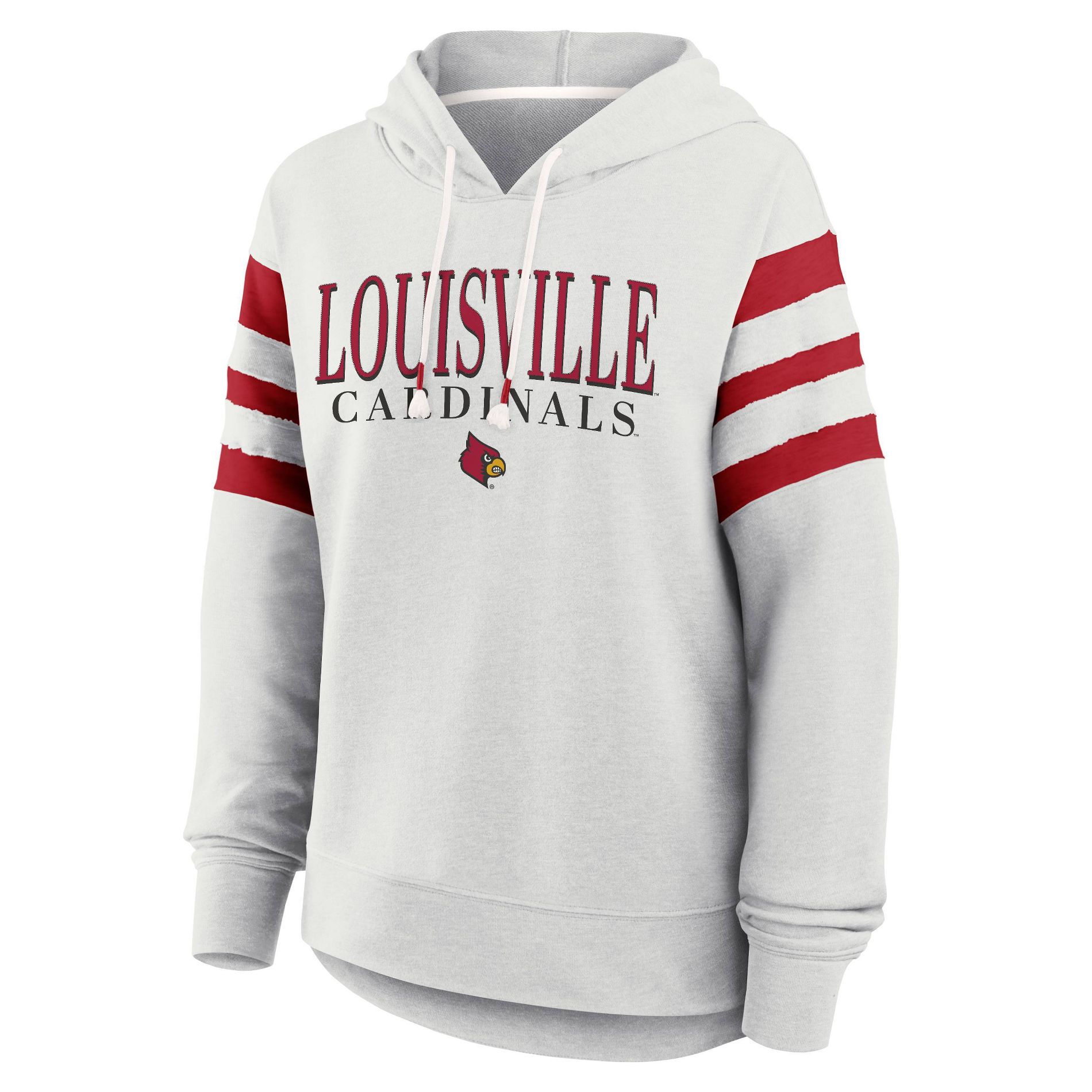 NCAA Louisville Cardinals Women's Gray Fashion Hooded Sweatshirt - L