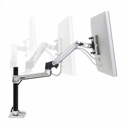 Polished Aluminum Full-Motion Desk Mount Monitor Arm with Riser