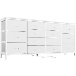 GustoWave 14 Drawer Dresser, 63" Fabric Dresser TV Stand with Power Outlet for 75" TV, Long Entertainment Center for Bedroom, Closet, Living Room - 1 of 4
