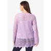 Roaman's Women's Plus Size Bell Sleeve Pointelle Cardigan - 3 of 4